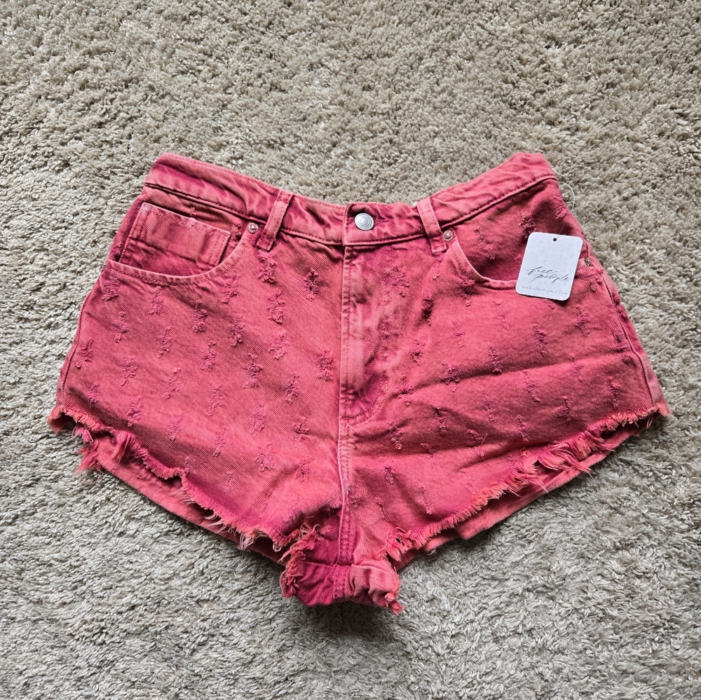 We The Free Mixed Emotions Shorts Womens 28 Pink High Rise Distressed